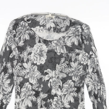 NEXT Womens Grey Floral Acrylic Jumper Dress Size 10 Scoop Neck Pullover