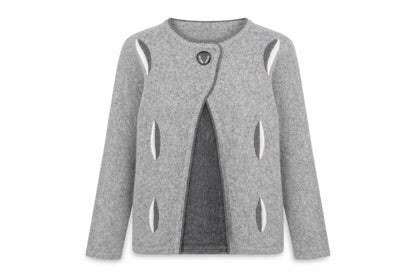 Frank Womens Saul Grey Round Neck Acrylic Cardigan Jumper Size S