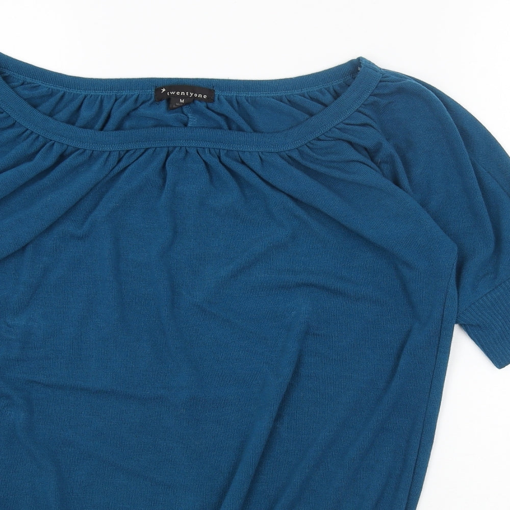 Twenty One Womens Blue Boat Neck Acrylic Pullover Jumper Size M