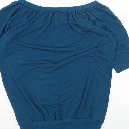 Twenty One Womens Blue Boat Neck Acrylic Pullover Jumper Size M