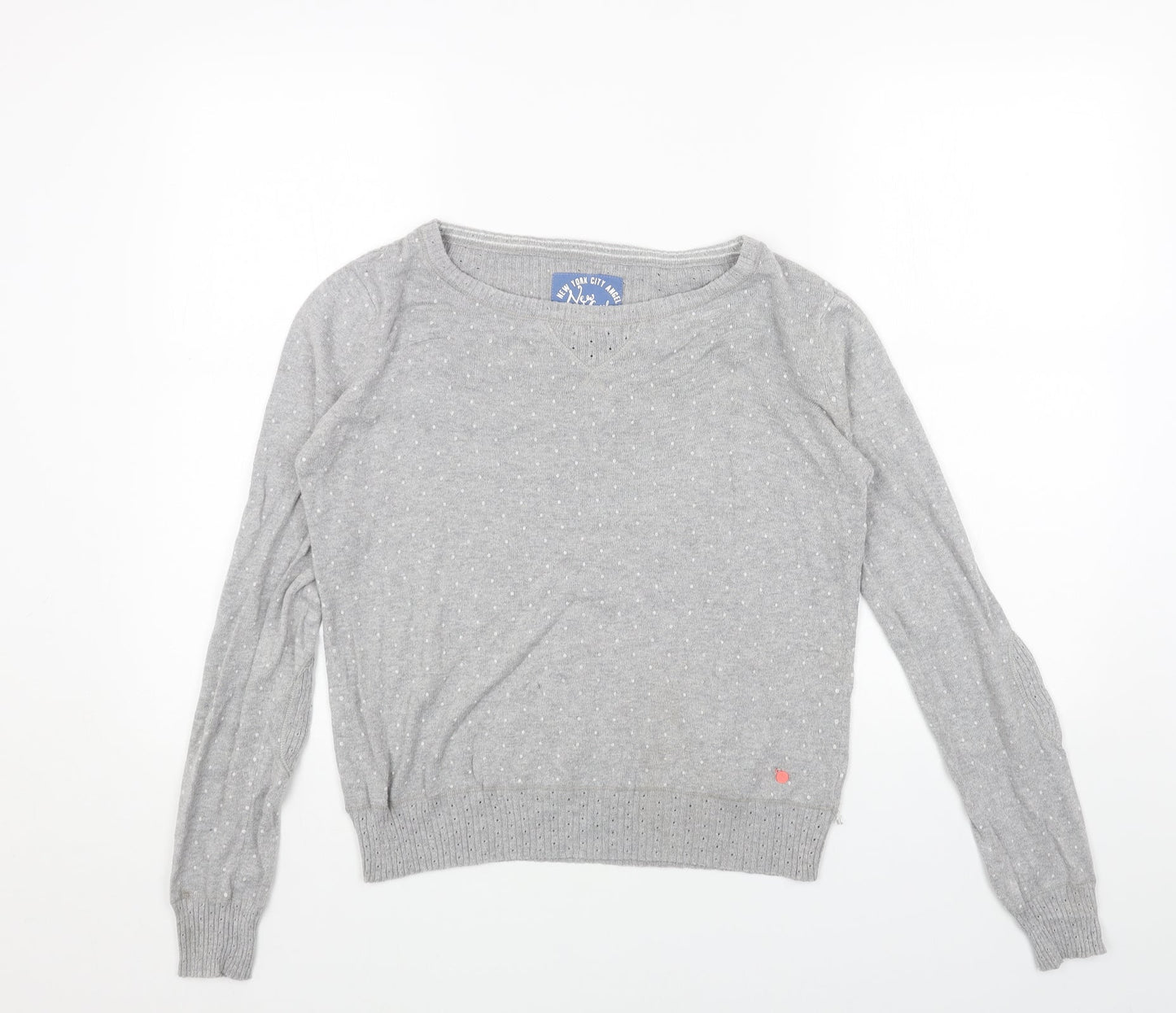 New York Womens Grey Boat Neck Acrylic Pullover Jumper Size XS