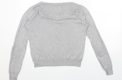 New York Womens Grey Boat Neck Acrylic Pullover Jumper Size XS