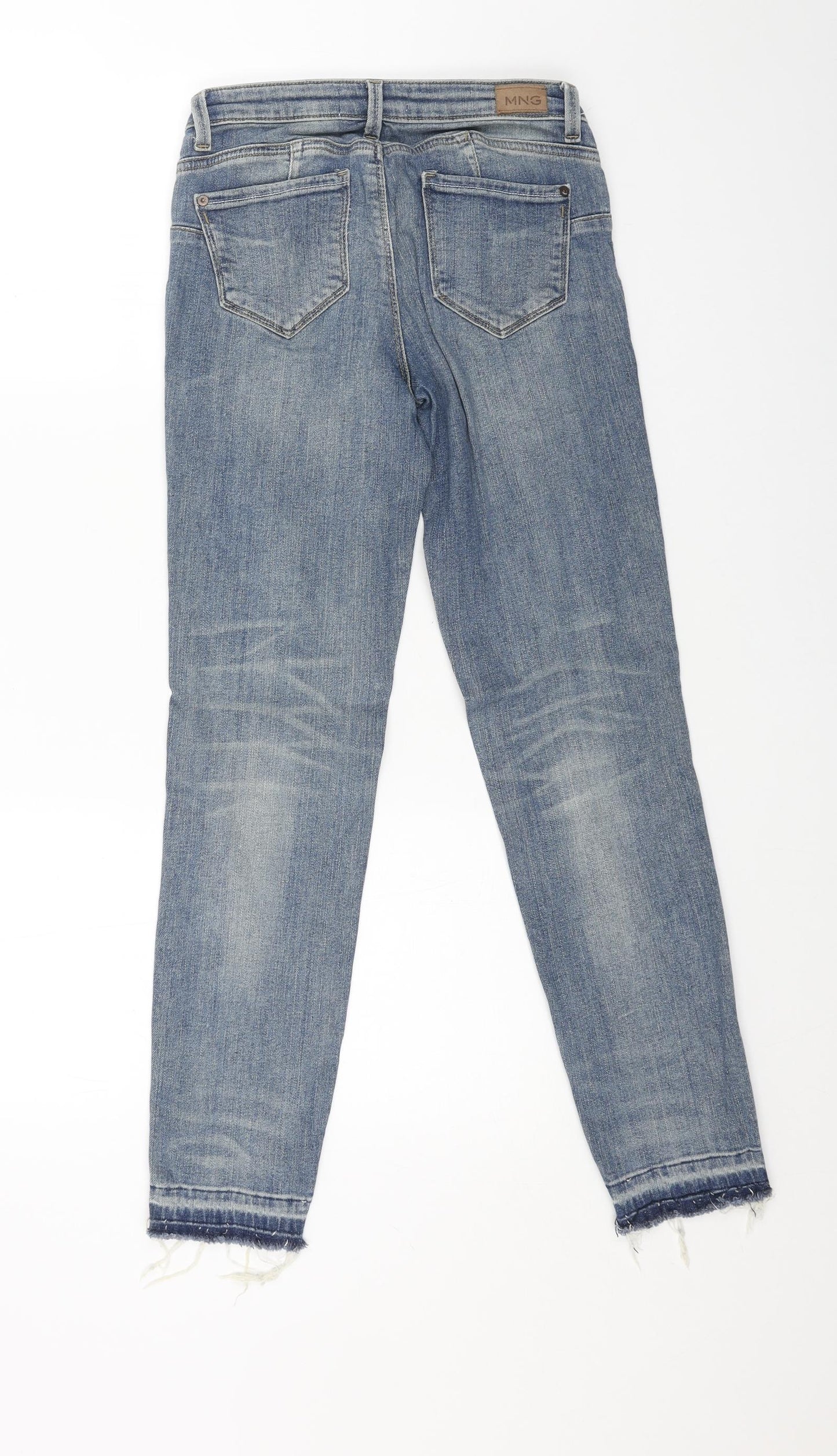 Mango Womens Blue Cotton Straight Jeans Size 6 L28 in Regular Button