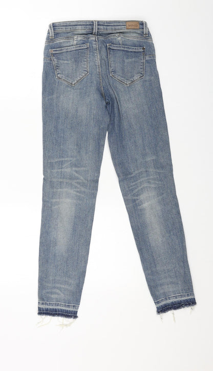 Mango Womens Blue Cotton Straight Jeans Size 6 L28 in Regular Button