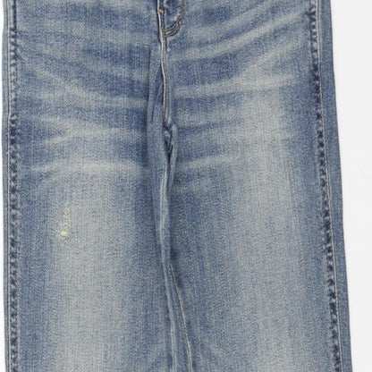Mango Womens Blue Cotton Straight Jeans Size 6 L28 in Regular Button
