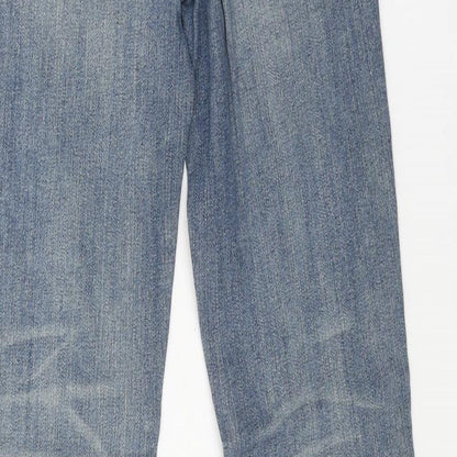 Mango Womens Blue Cotton Straight Jeans Size 6 L28 in Regular Button