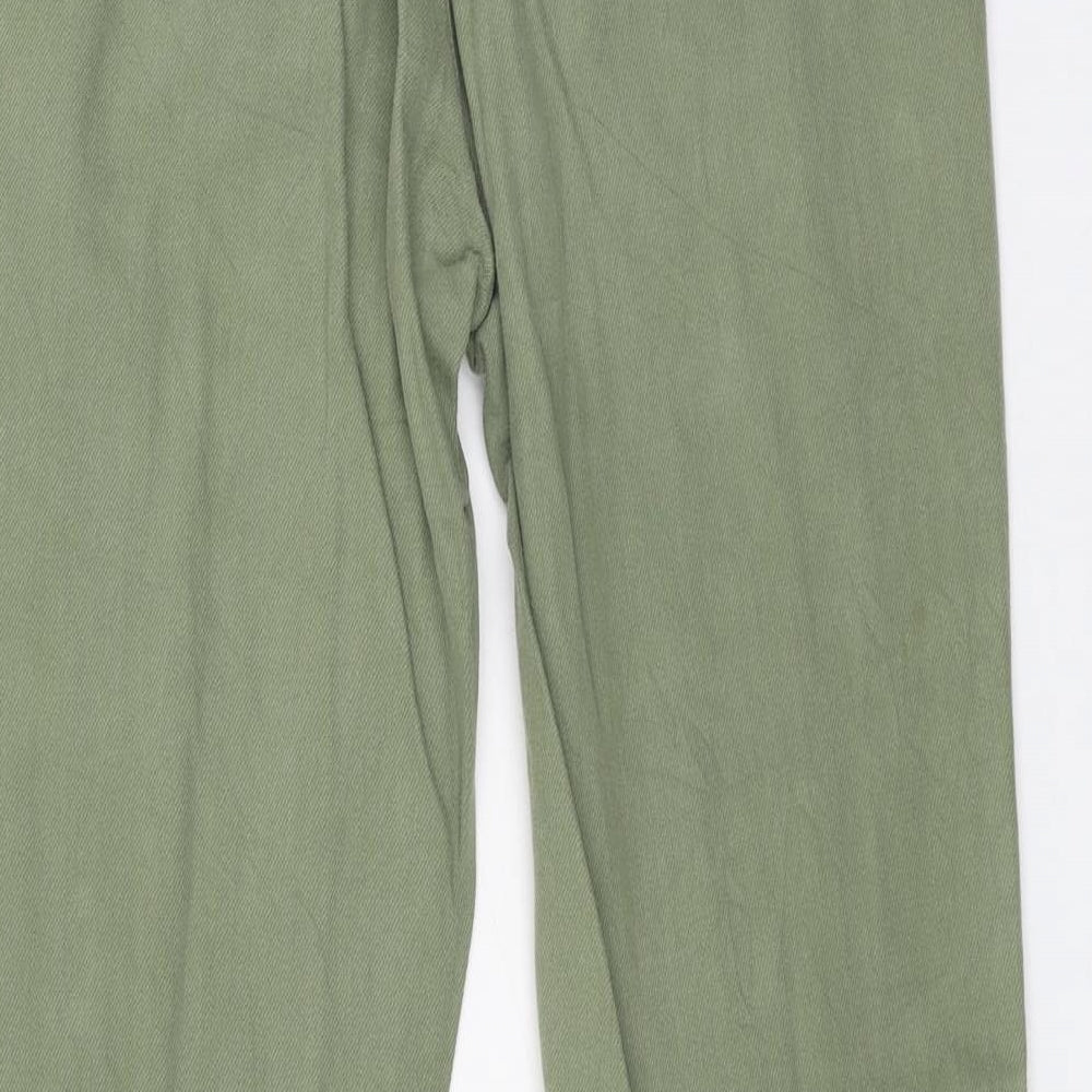 Topshop Womens Green Cotton Straight Jeans Size 8 L26 in Regular Button