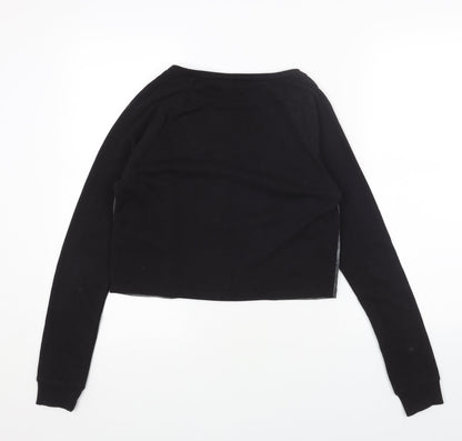 H&M Womens Black Cotton Pullover Sweatshirt Size XS Pullover - Snake Print Acid Wash Cropped