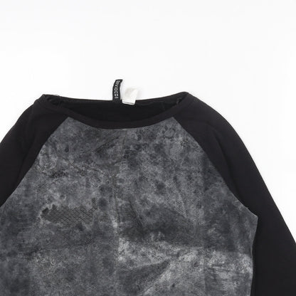 H&M Womens Black Cotton Pullover Sweatshirt Size XS Pullover - Snake Print Acid Wash Cropped
