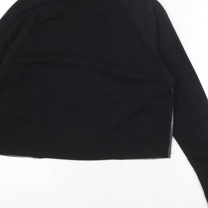 H&M Womens Black Cotton Pullover Sweatshirt Size XS Pullover - Snake Print Acid Wash Cropped