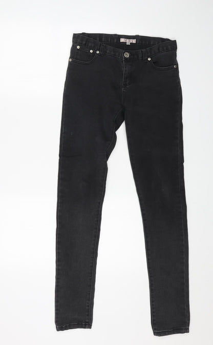 TEMT Womens Black Cotton Skinny Jeans Size 8 L31 in Regular Button