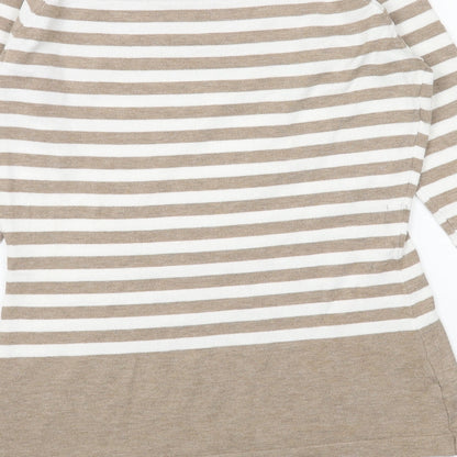 Karen Scott Womens Beige Scoop Neck Striped Acrylic Pullover Jumper Size XS