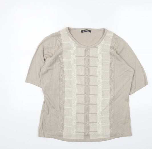 Womens UK Size M Bonmarché Beige Pullover Jumper