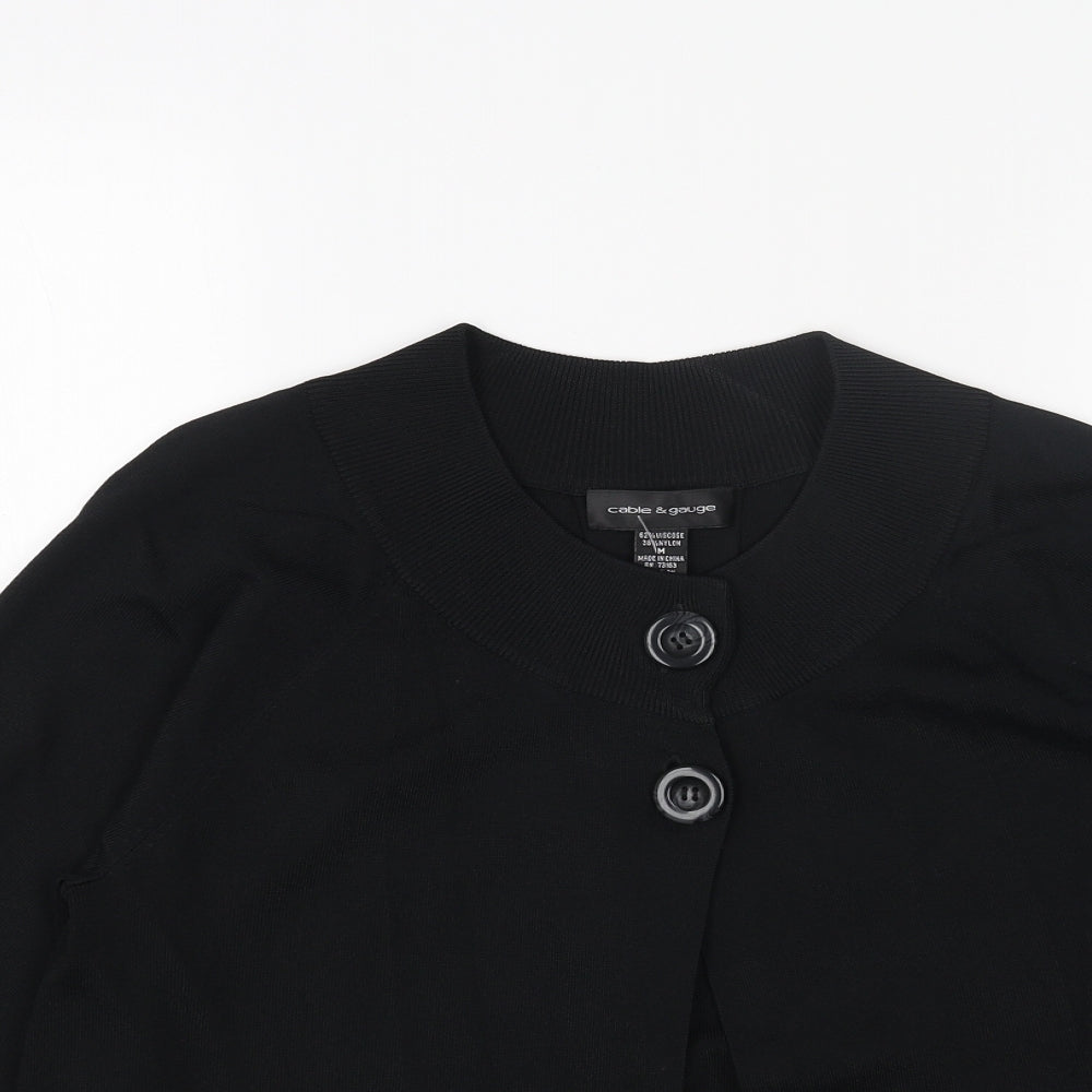 Cable & Gauge Womens Black Round Neck Viscose Cardigan Jumper Size M