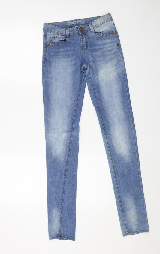 Denim & Co. Womens Blue Cotton Skinny Jeans Size 6 L33 in Regular Button