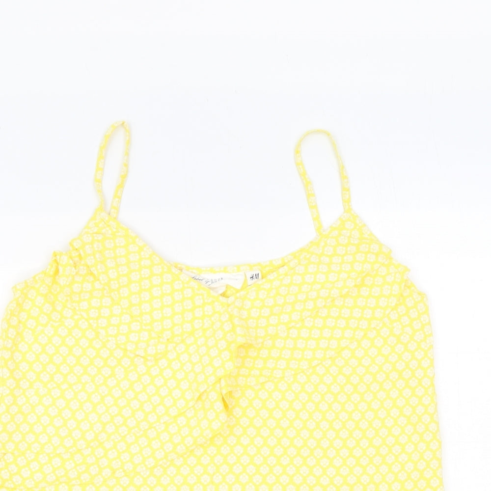 Womens UK Size 8 H&M Yellow Basic Tank