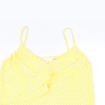 Womens UK Size 8 H&M Yellow Basic Tank