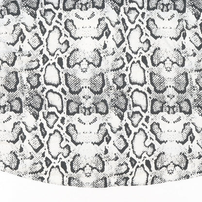 Divided by H&M Womens White Animal Print Viscose Basic Button-Up Size 12 V-Neck - Snake Print