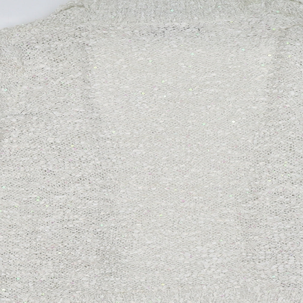 David Emanuel Womens Ivory Collared Polyester Cardigan Jumper Size S