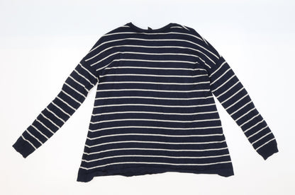 Atmosphere Womens Blue Round Neck Striped Viscose Pullover Jumper Size 12