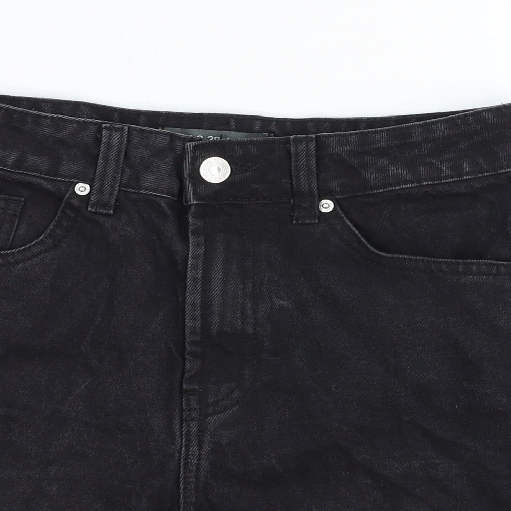 Denim & Co. Womens Black Cotton Boyfriend Shorts Size 6 Regular Zip