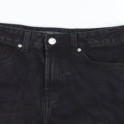 Denim & Co. Womens Black Cotton Boyfriend Shorts Size 6 Regular Zip