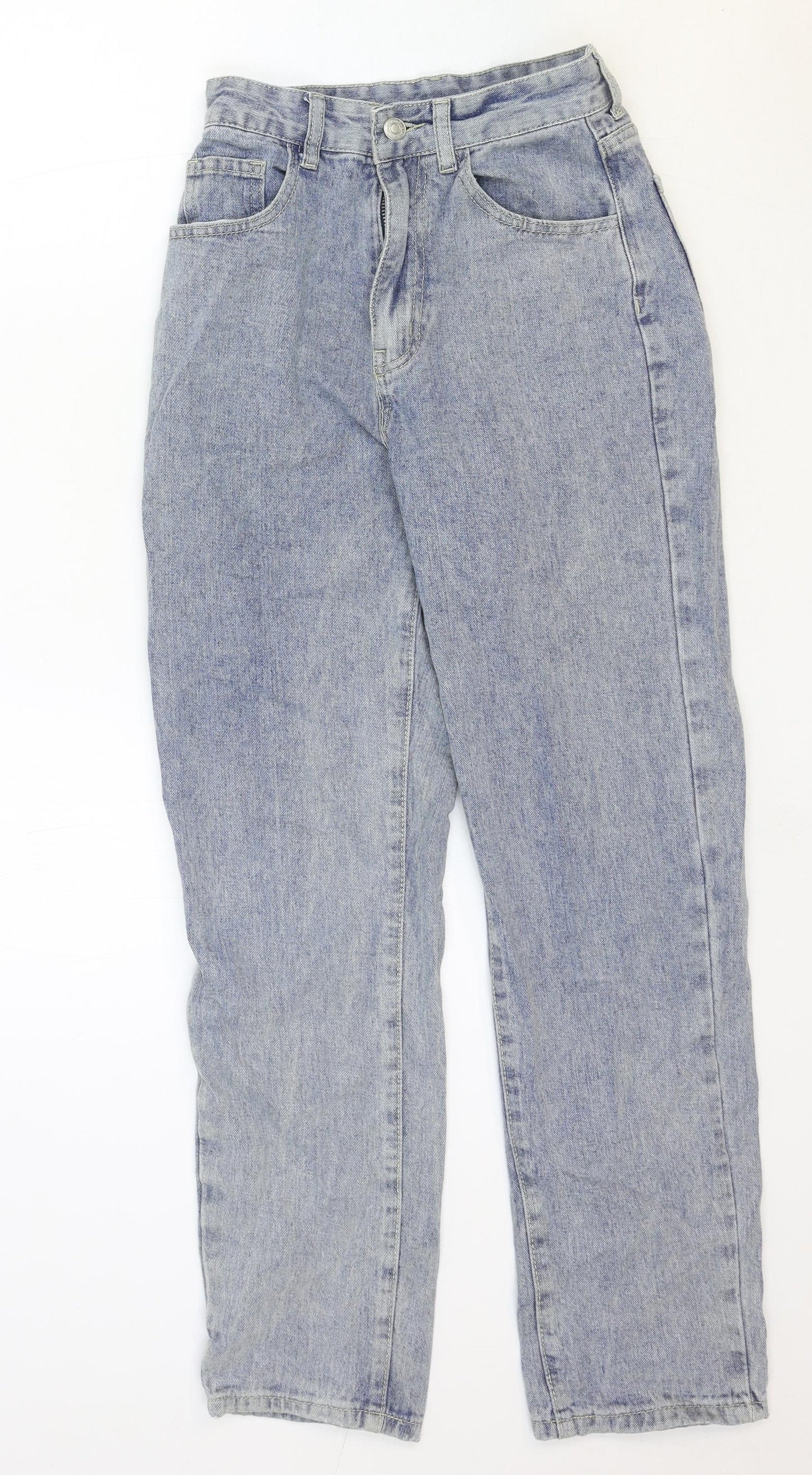 SheIn Womens Blue Cotton Straight Jeans Size 2XS Regular Zip