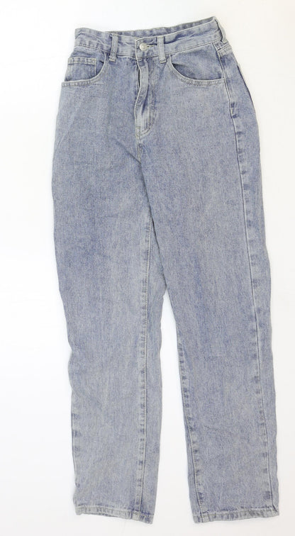 SheIn Womens Blue Cotton Straight Jeans Size 2XS Regular Zip