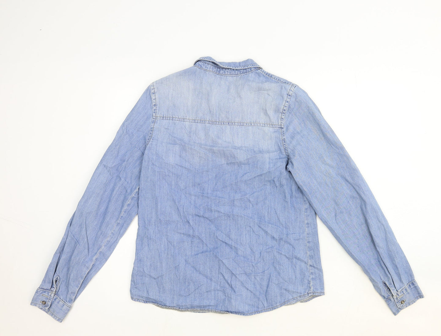 Womens UK Size 10 River Island Blue Basic Button-Up