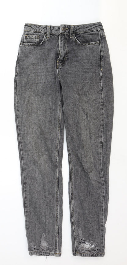 Topshop Womens Grey Cotton Straight Jeans Size 24 in Regular Zip