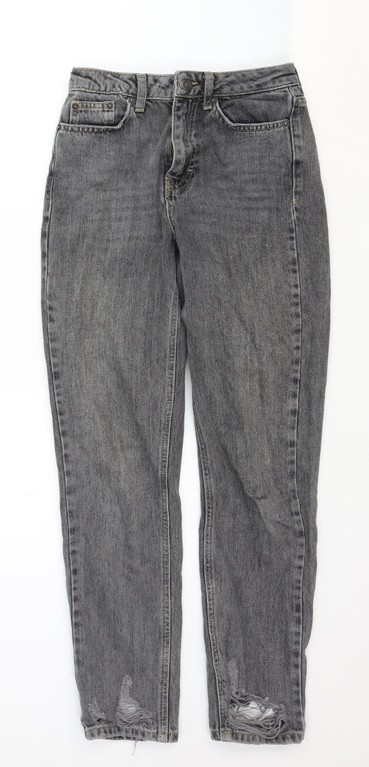 Topshop Womens Grey Cotton Straight Jeans Size 24 in Regular Zip