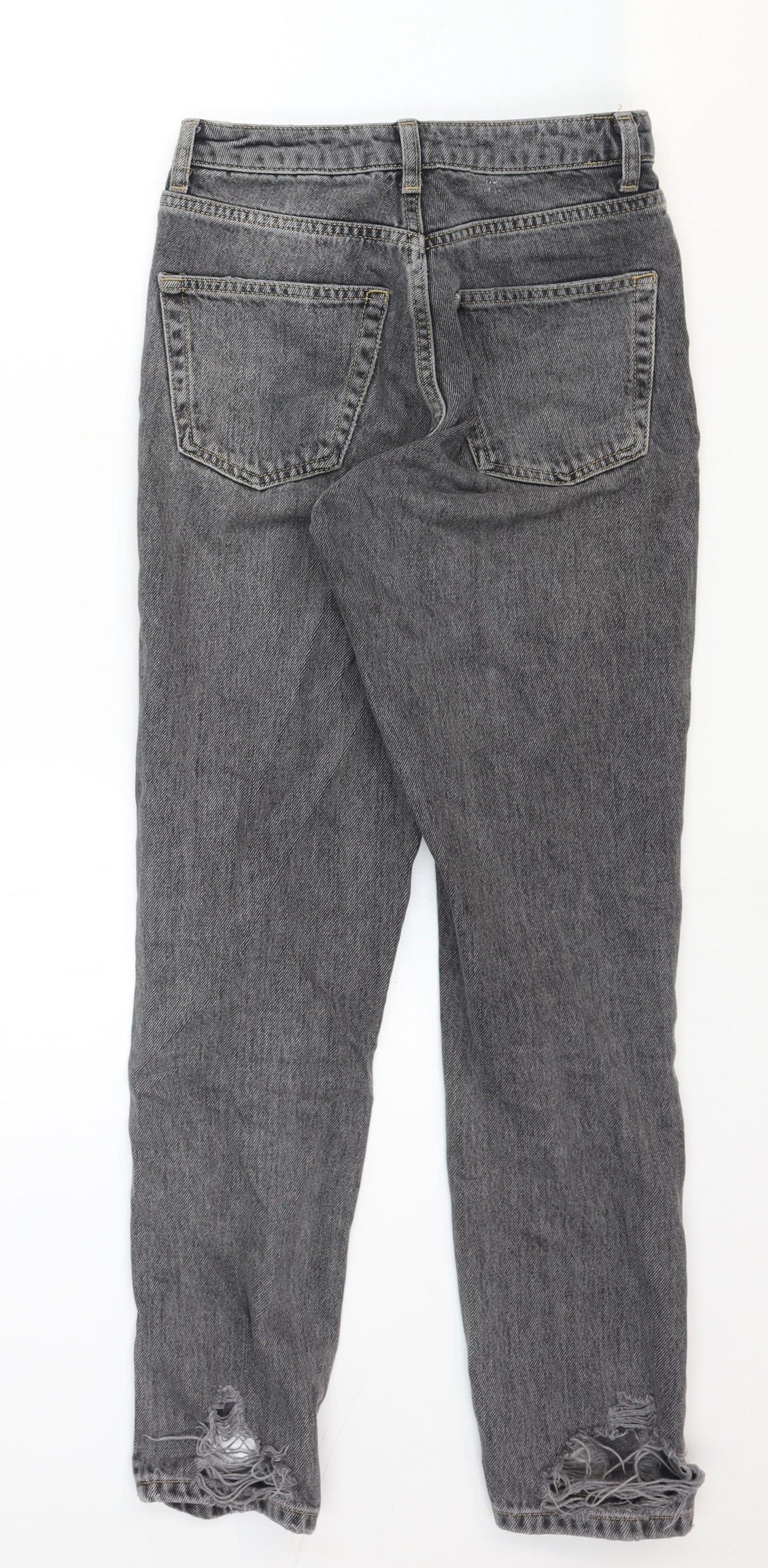 Topshop Womens Grey Cotton Straight Jeans Size 24 in Regular Zip