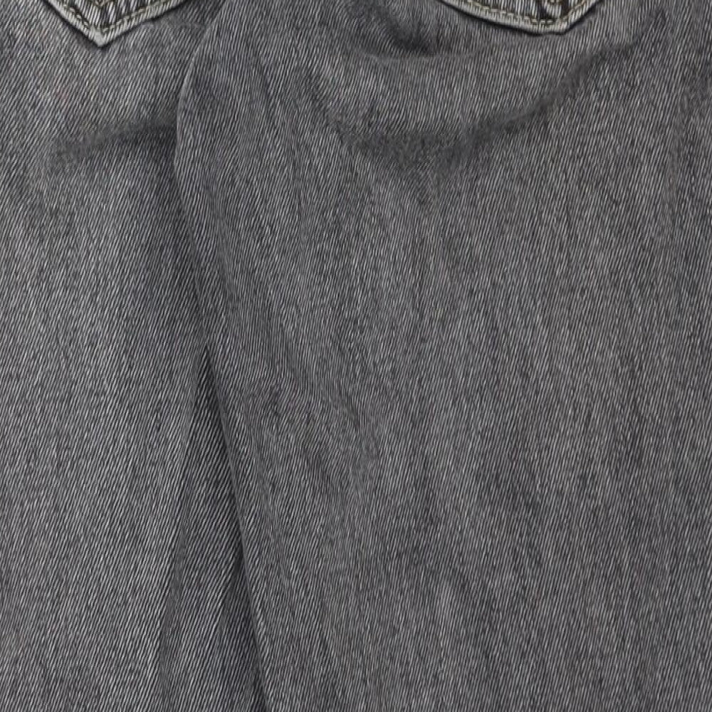 Topshop Womens Grey Cotton Straight Jeans Size 24 in Regular Zip