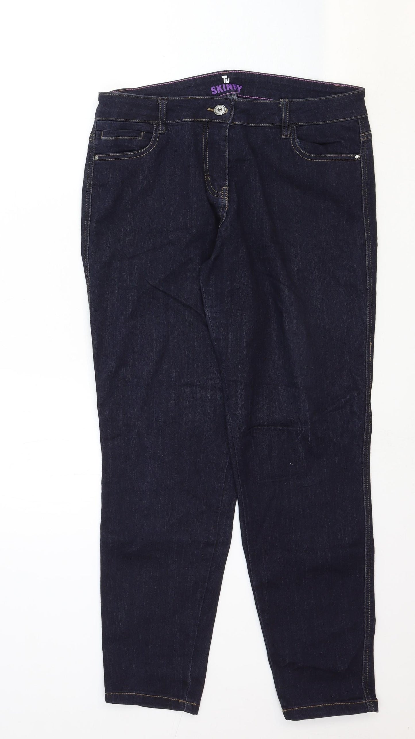 TU Womens Blue Cotton Straight Jeans Size 32 in Regular Zip