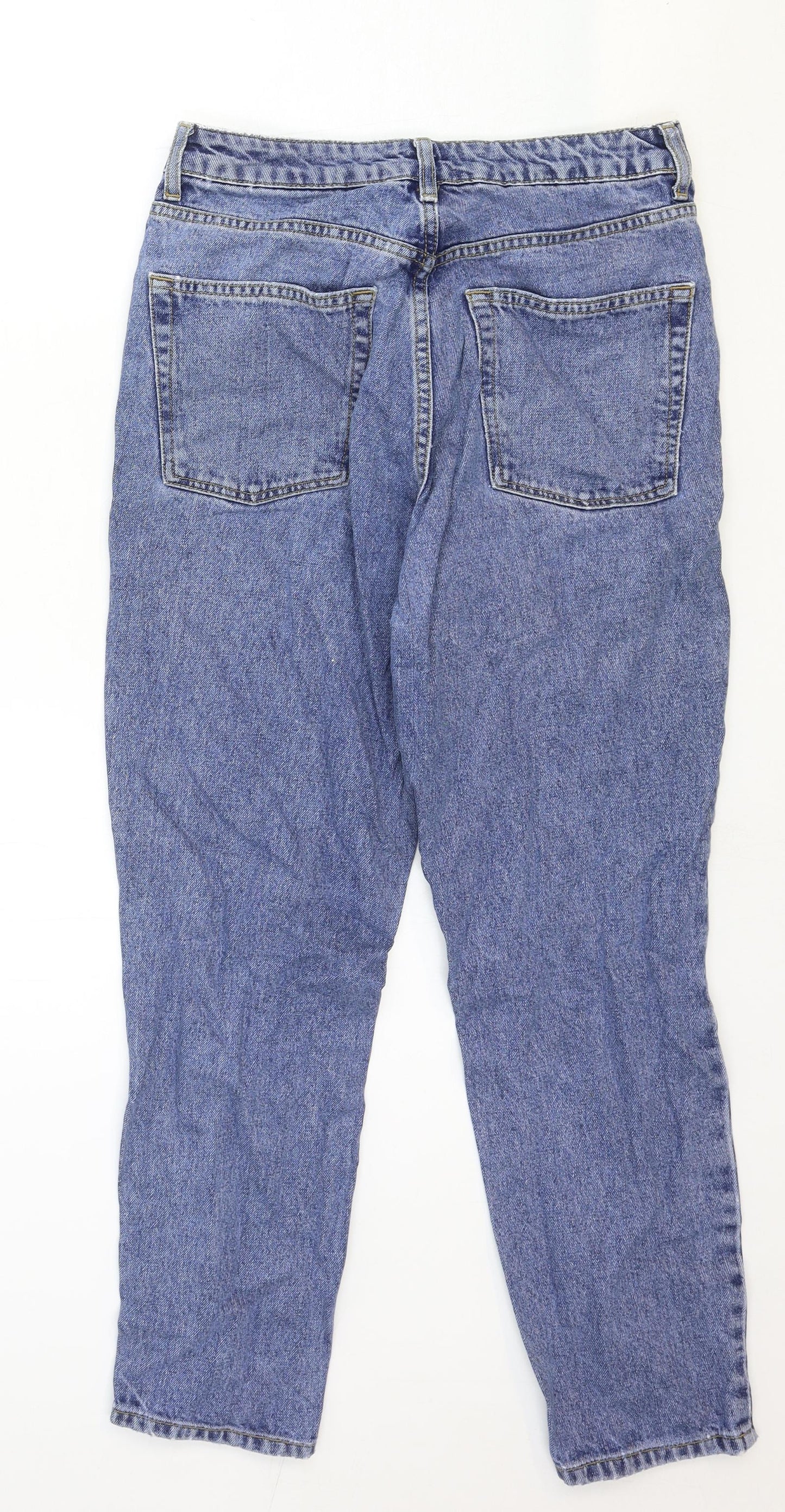 Topshop Womens Blue Cotton Straight Jeans Size 28 in Regular Zip
