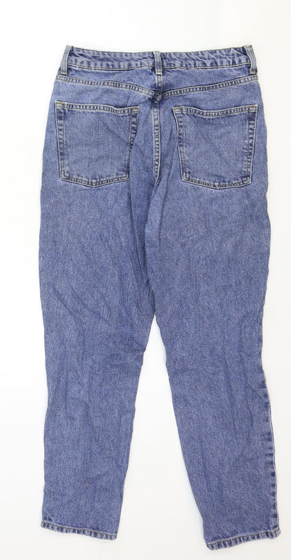 Topshop Womens Blue Cotton Straight Jeans Size 28 in Regular Zip