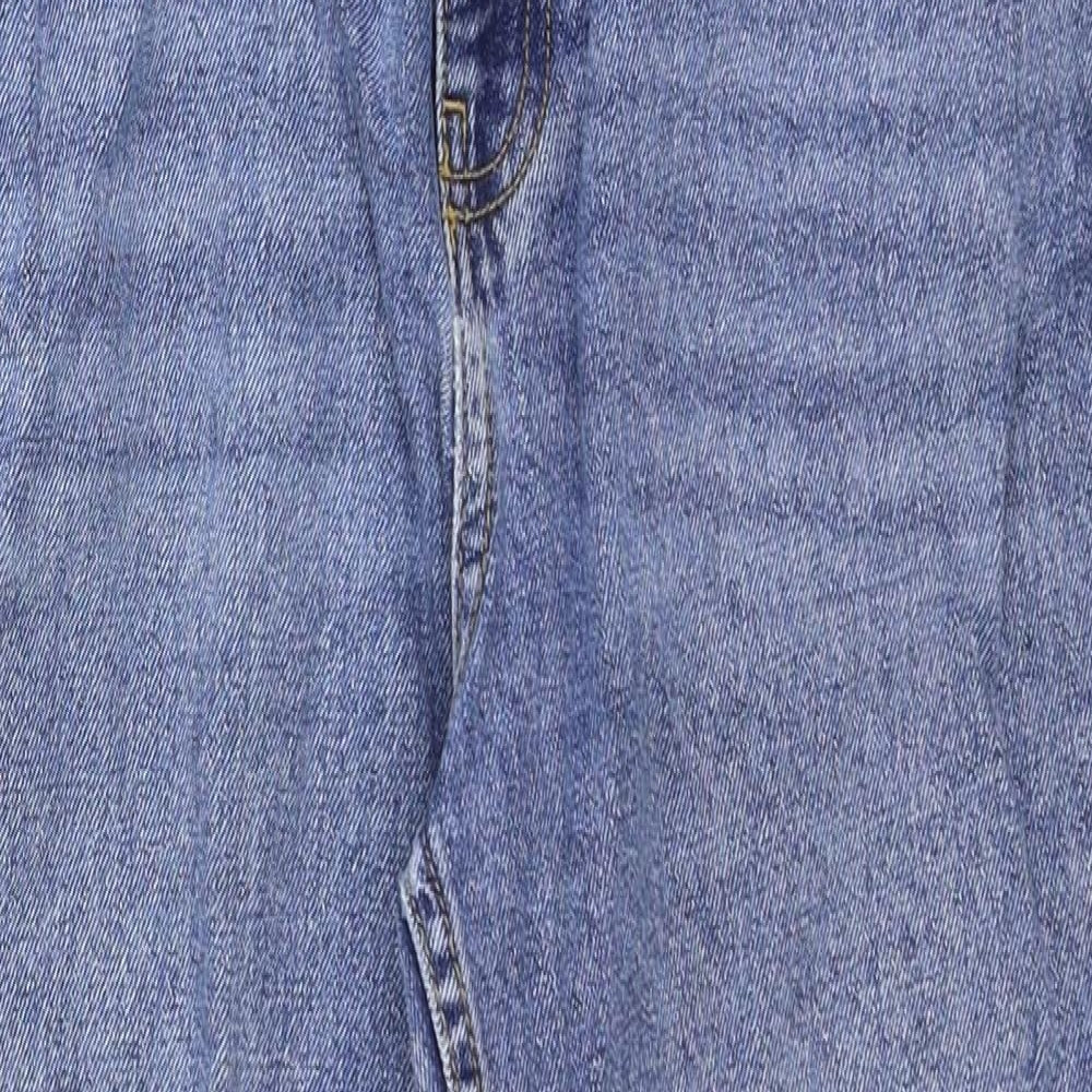 Topshop Womens Blue Cotton Straight Jeans Size 28 in Regular Zip