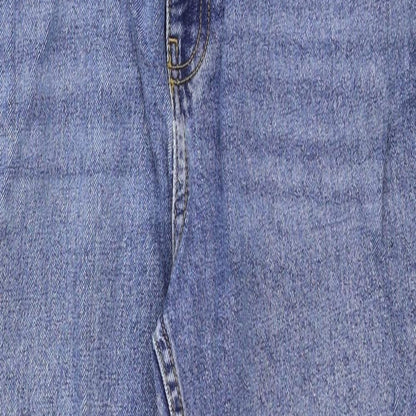 Topshop Womens Blue Cotton Straight Jeans Size 28 in Regular Zip