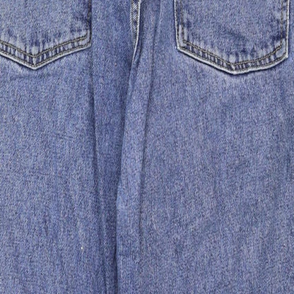 Topshop Womens Blue Cotton Straight Jeans Size 28 in Regular Zip