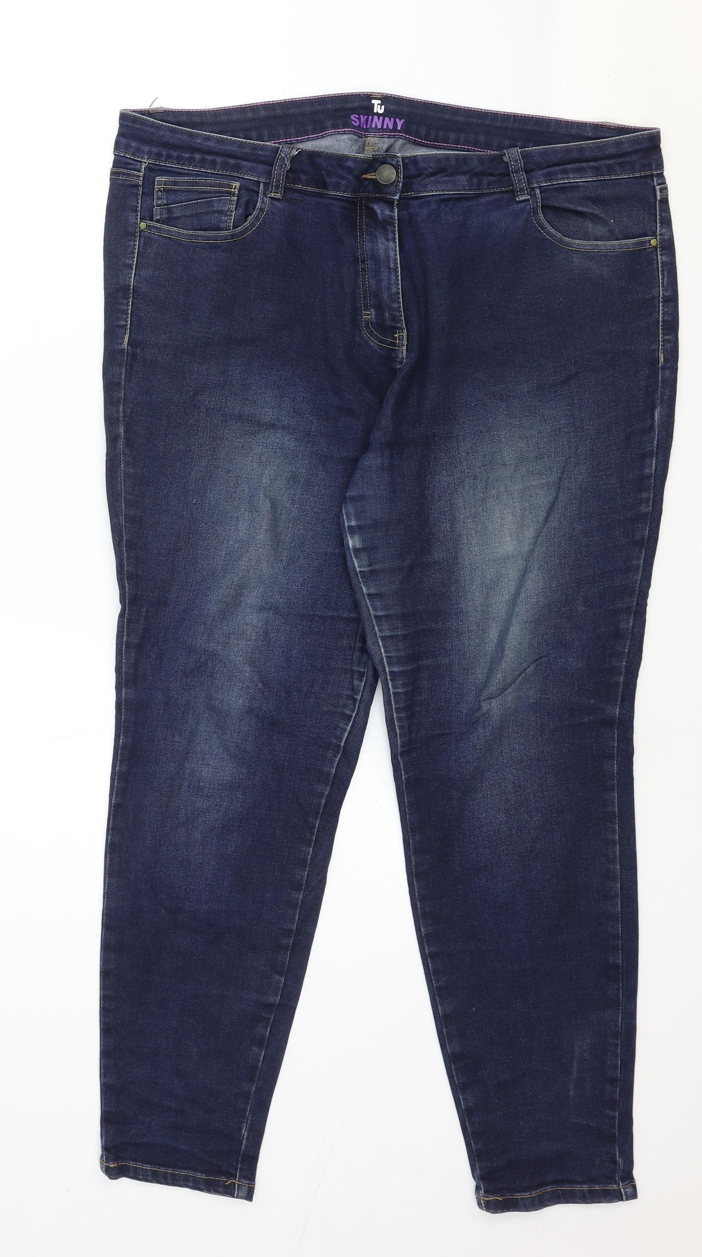 TU Womens Blue Cotton Skinny Jeans Size 40 in Regular Zip