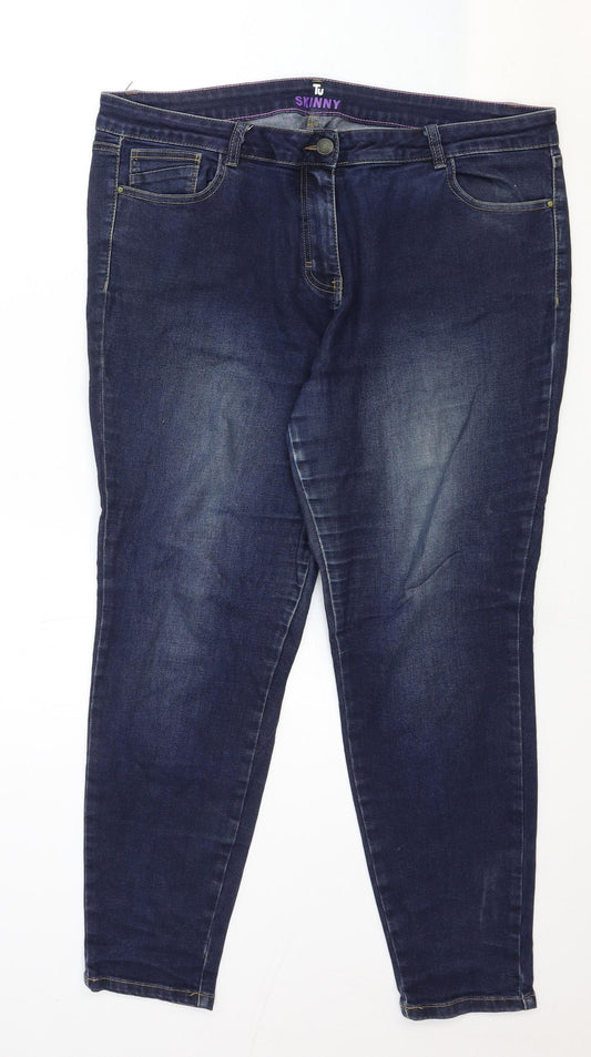 TU Womens Blue Cotton Skinny Jeans Size 40 in Regular Zip