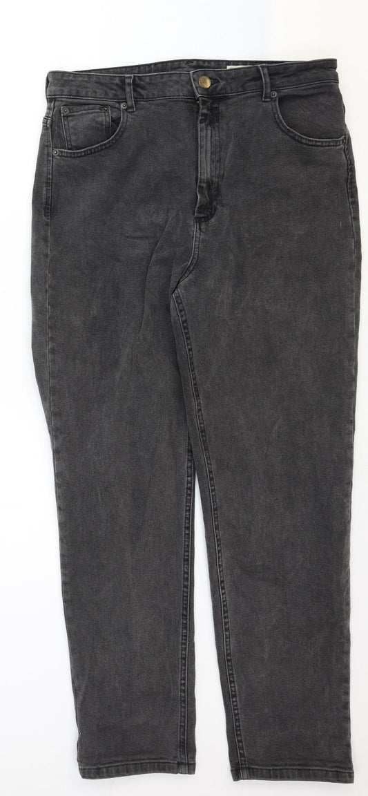 ASOS Womens Black Cotton Straight Jeans Size 34 in Regular Zip
