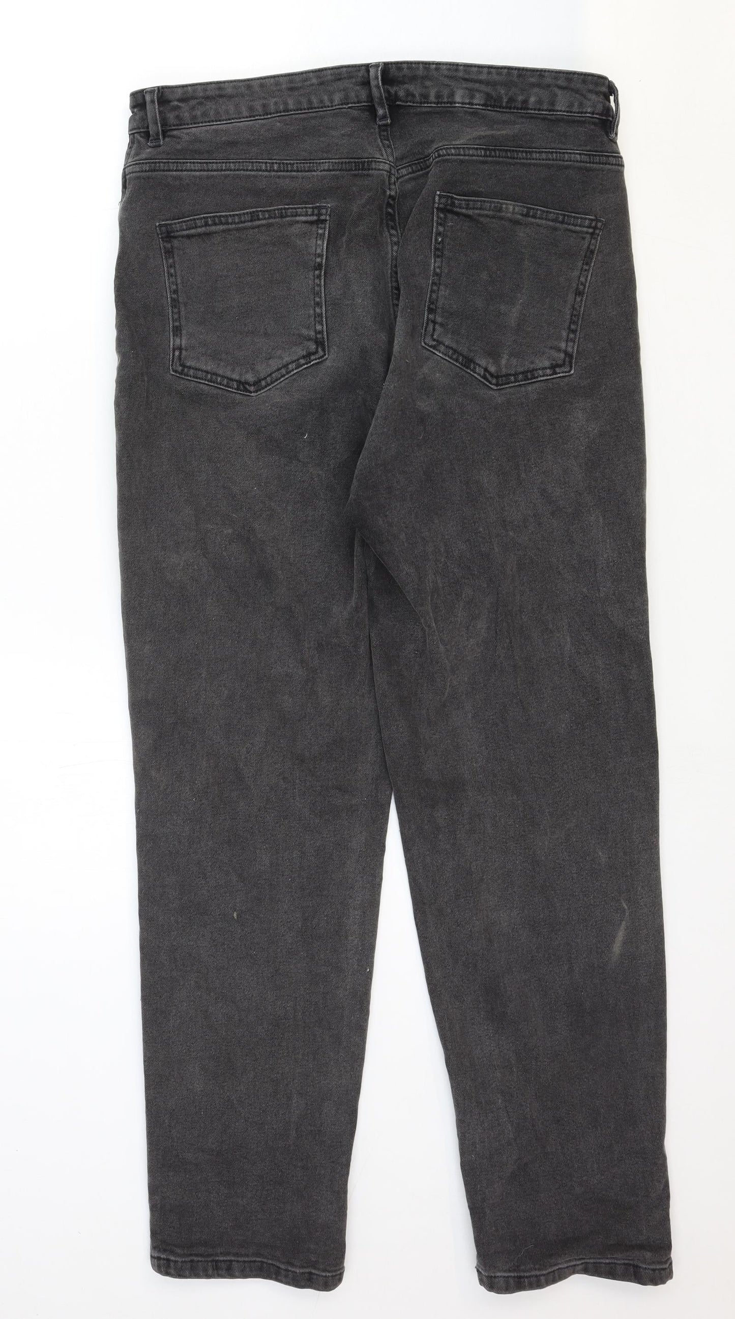 ASOS Womens Black Cotton Straight Jeans Size 34 in Regular Zip