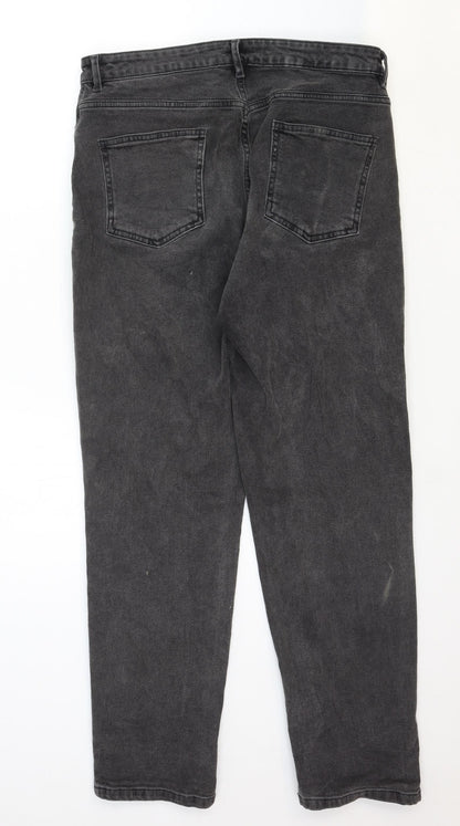 ASOS Womens Black Cotton Straight Jeans Size 34 in Regular Zip