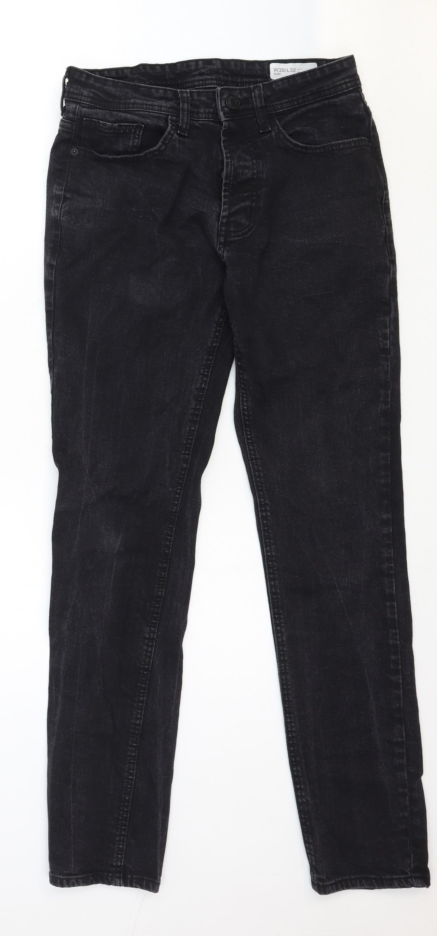 Denim & Co. Womens Black Cotton Straight Jeans Size 30 Regular Zip