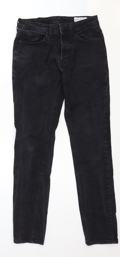 Denim & Co. Womens Black Cotton Straight Jeans Size 30 Regular Zip