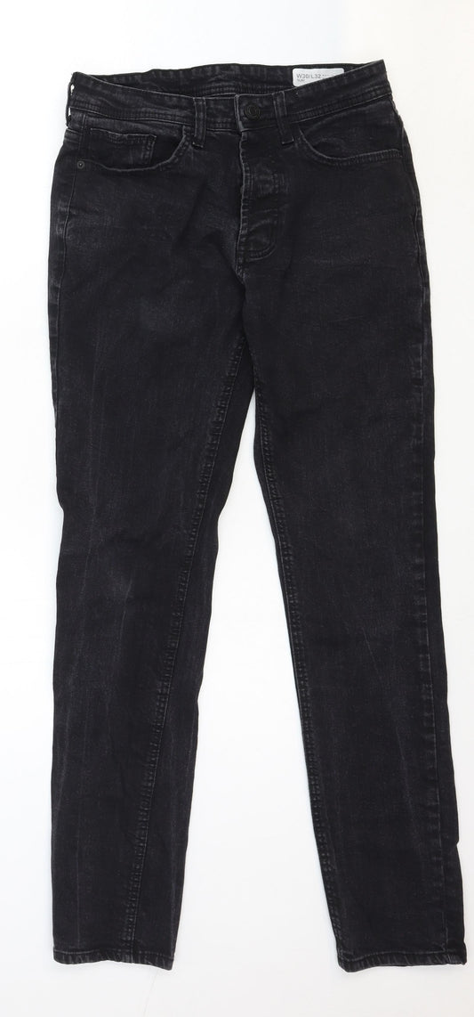 Denim & Co. Womens Black Cotton Straight Jeans Size 30 Regular Zip