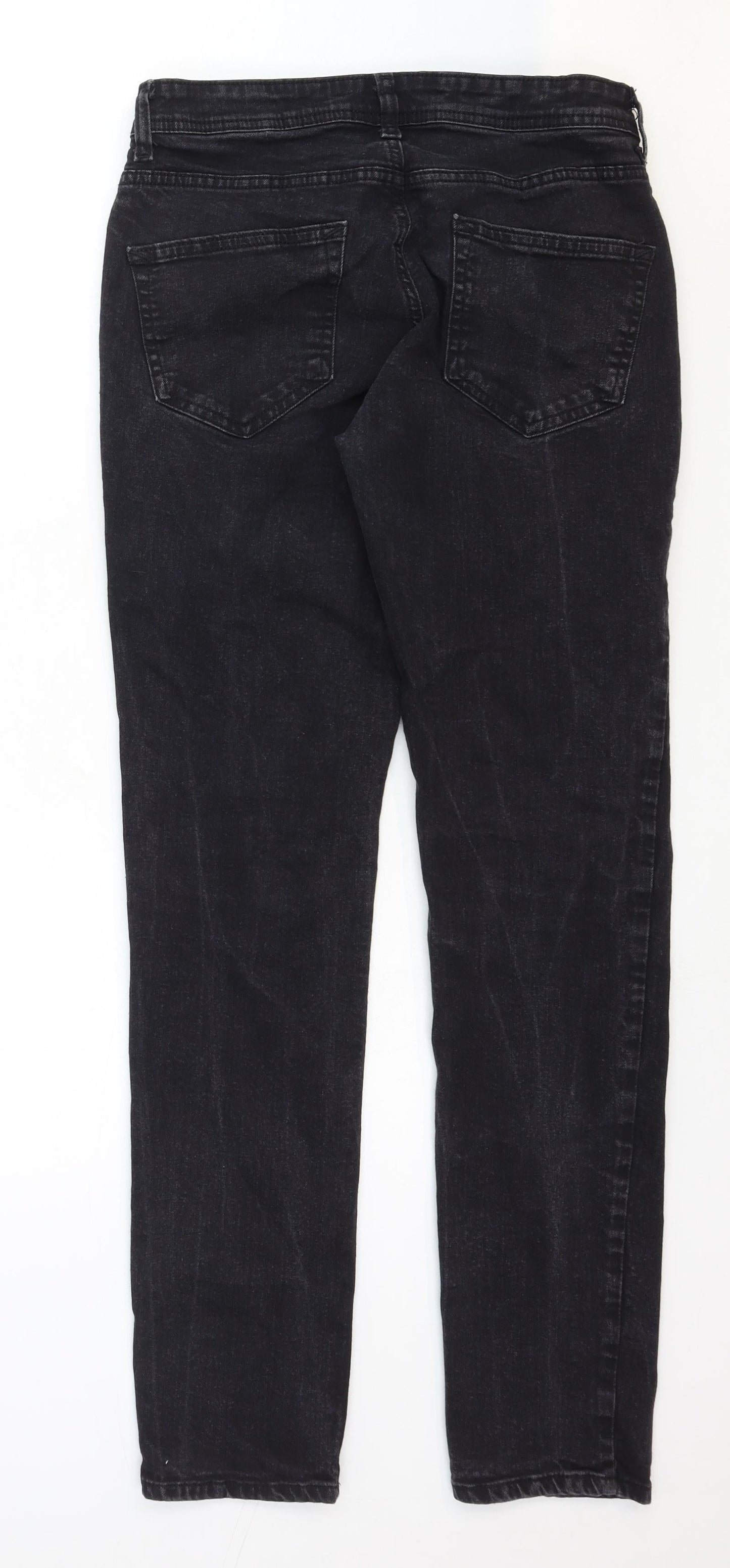 Denim & Co. Womens Black Cotton Straight Jeans Size 30 Regular Zip