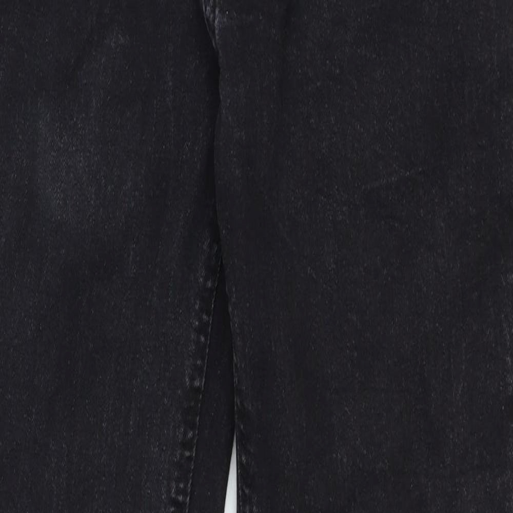 Denim & Co. Womens Black Cotton Straight Jeans Size 30 Regular Zip