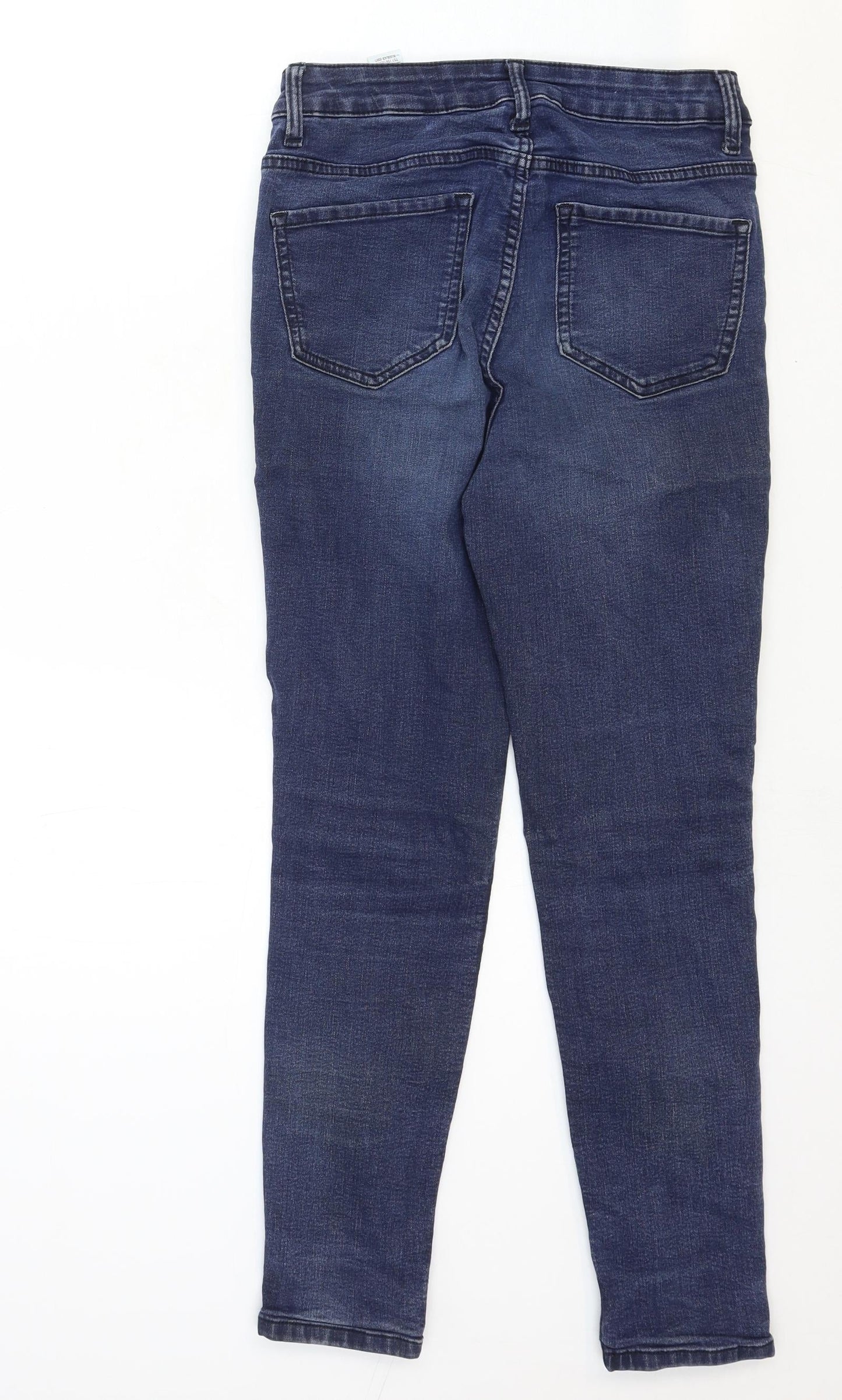 Marks and Spencer Womens Blue Cotton Skinny Jeans Size 8 Regular Zip